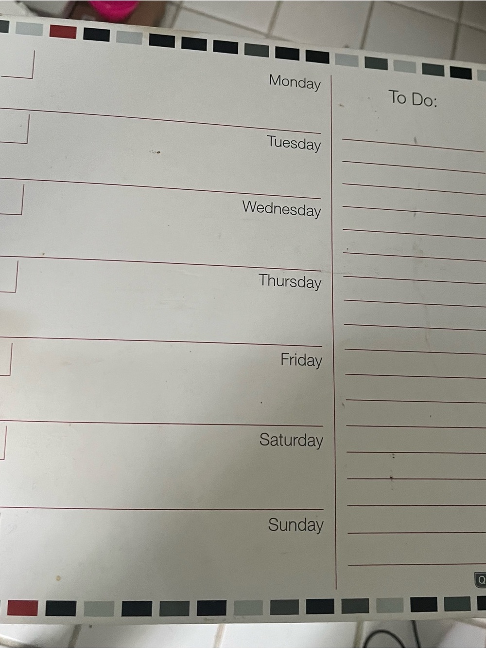 Weekly Dry-Erase Desk Planner Pad - White *Does not come with maker or erase*